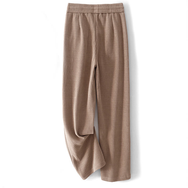 Pantaloni larghi in velluto a coste di cotone con tasche, casual e tinta unita, da donna, modello Buddha Stones - image 19