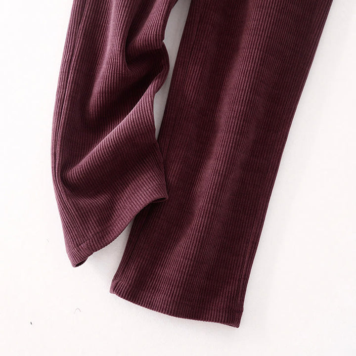 Pantaloni larghi in velluto a coste di cotone con tasche, casual e tinta unita, da donna, modello Buddha Stones - image 18