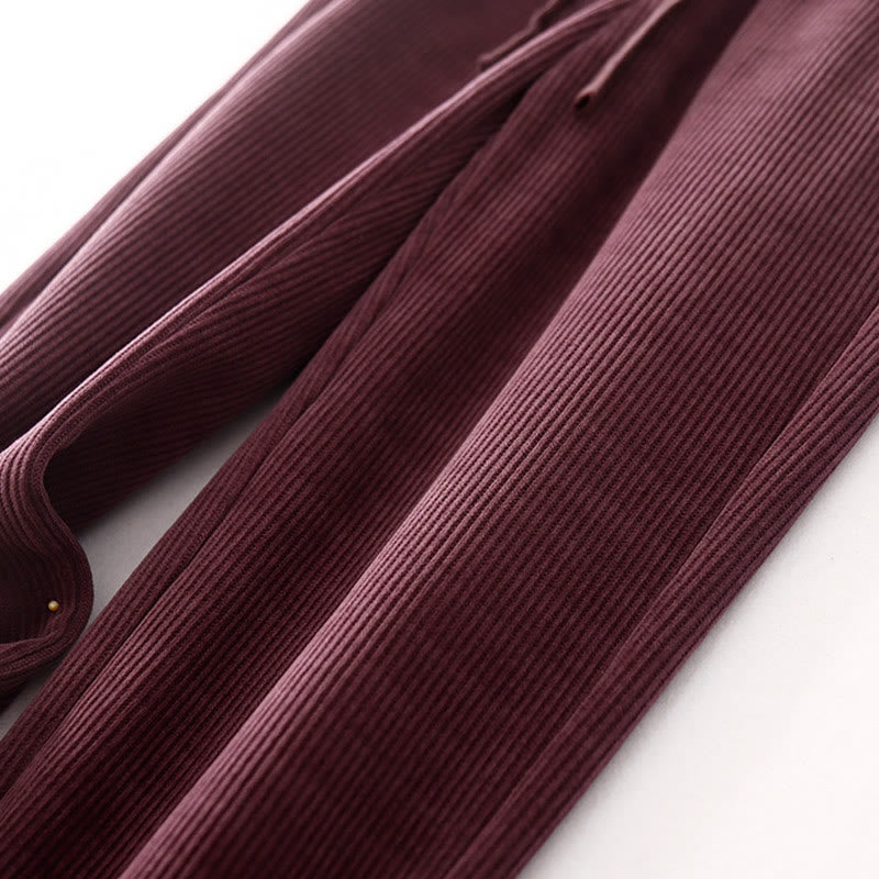 Pantaloni larghi in velluto a coste di cotone con tasche, casual e tinta unita, da donna, modello Buddha Stones - image 15