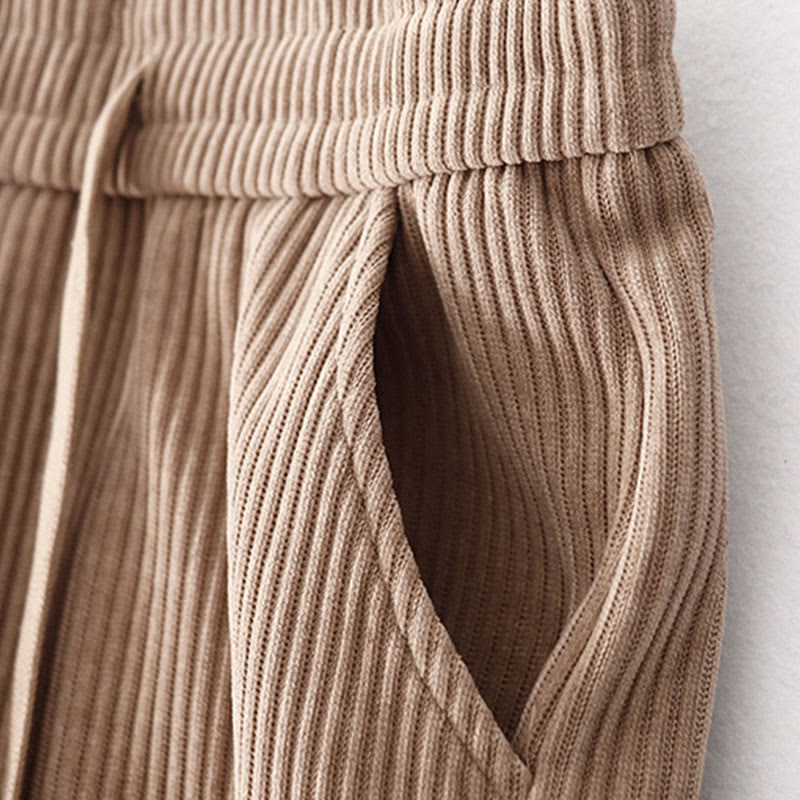 Pantaloni larghi in velluto a coste di cotone con tasche, casual e tinta unita, da donna, modello Buddha Stones - image 22
