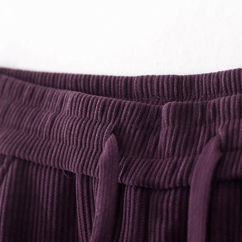 Pantaloni larghi in velluto a coste di cotone con tasche, casual e tinta unita, da donna, modello Buddha Stones - image 30