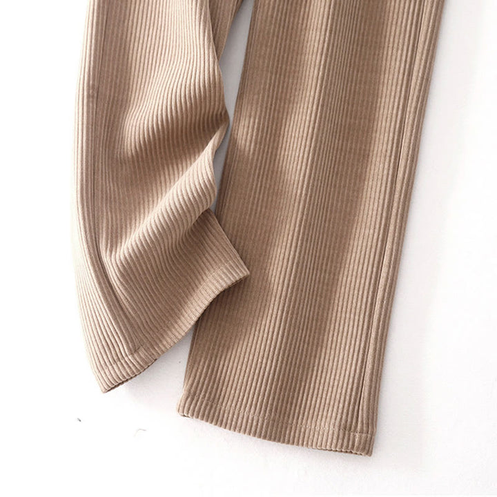Pantaloni larghi in velluto a coste di cotone con tasche, casual e tinta unita, da donna, modello Buddha Stones - image 27