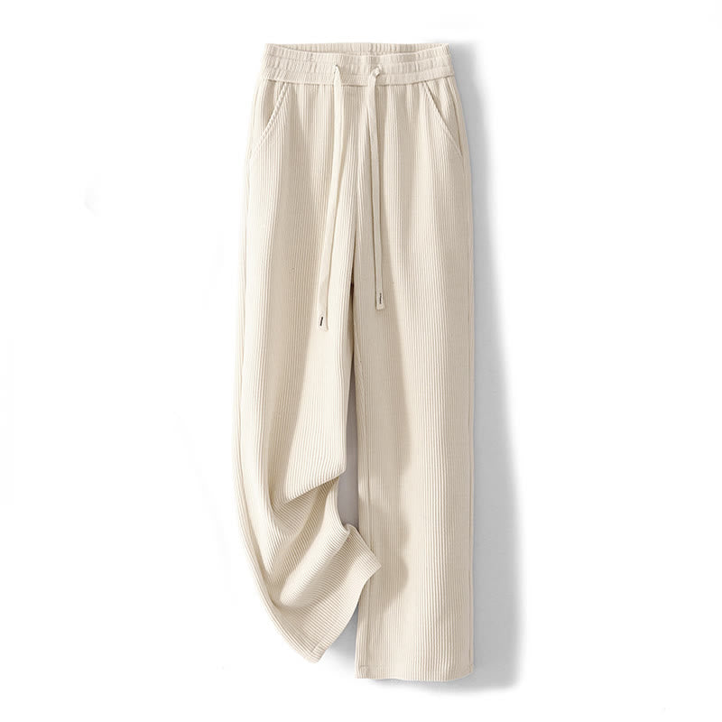 Pantaloni larghi in velluto a coste di cotone con tasche, casual e tinta unita, da donna, modello Buddha Stones - image 8