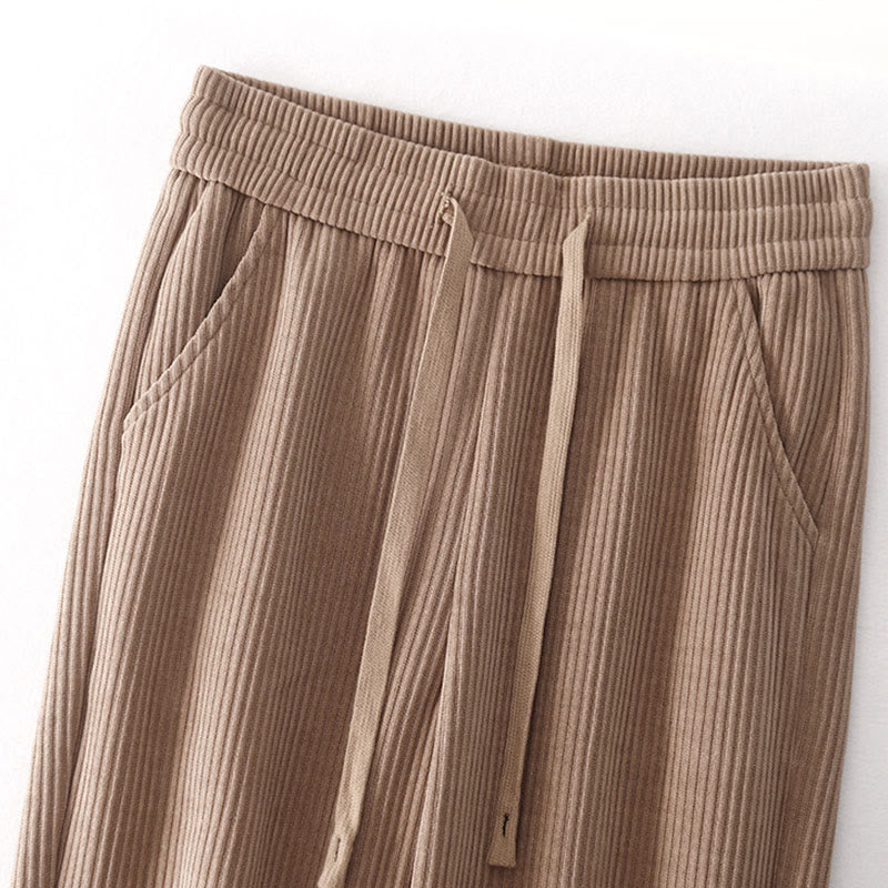 Pantaloni larghi in velluto a coste di cotone con tasche, casual e tinta unita, da donna, modello Buddha Stones - image 21