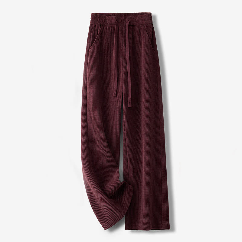 Pantaloni larghi in velluto a coste di cotone con tasche, casual e tinta unita, da donna, modello Buddha Stones - FireBrick - US12, UK/AU16, EU44 (3XL) - image 13