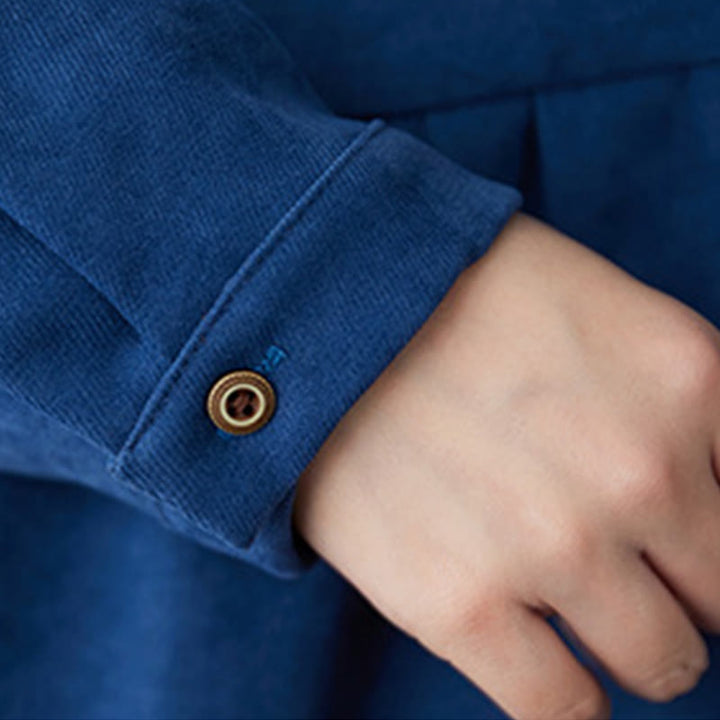 Abito midi in lino e cotone termico con maniche lunghe, tasche e bottoni semplici, motivo Buddha Stones - image 17