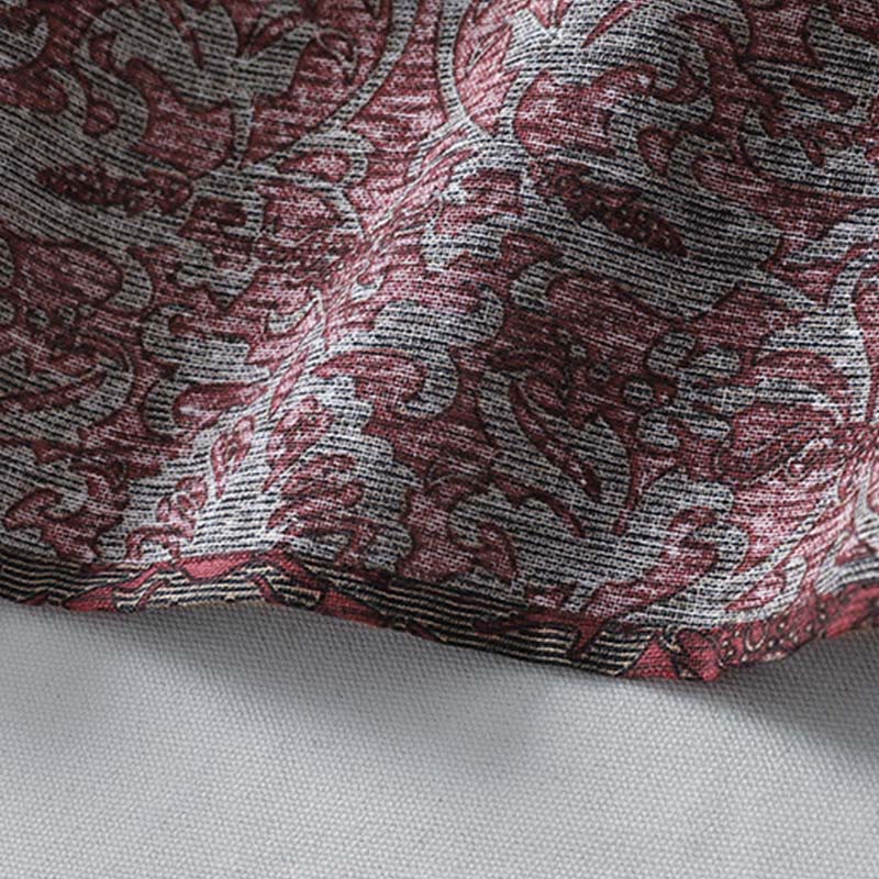 Abito midi in lino e cotone con maniche lunghe, tasche e stampa floreale marrone con Buddha Stones - image 11