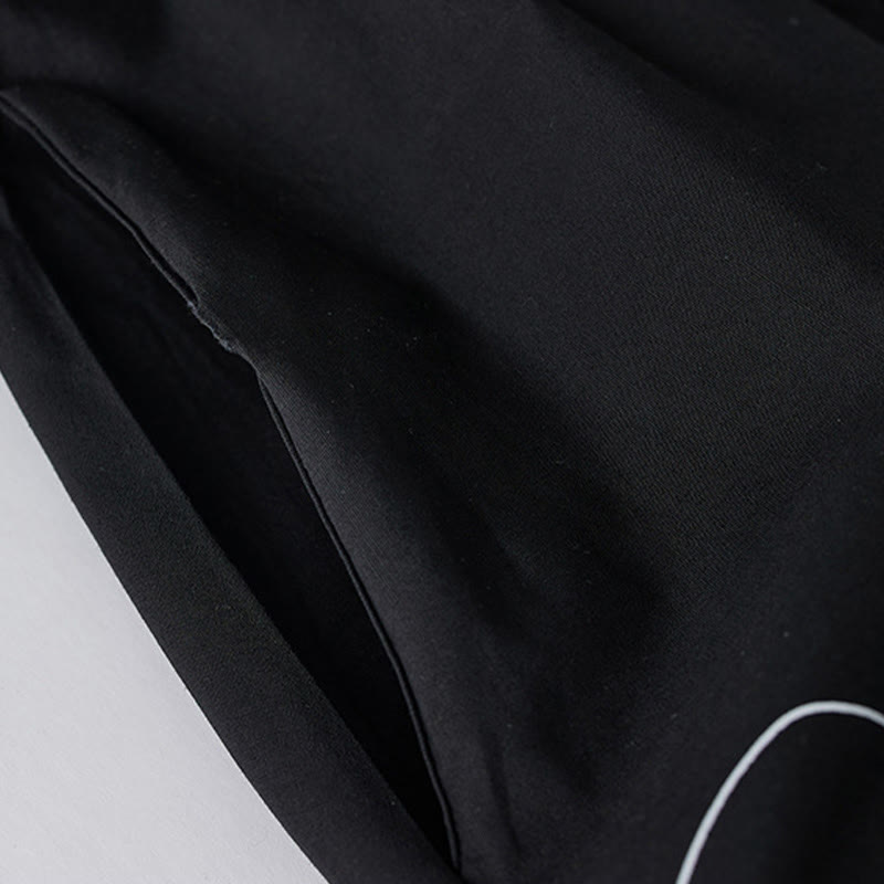 Abito midi in cotone con maniche lunghe, revers allacciati, tasche, stampa Buddha Stones, linee irregolari - image 5