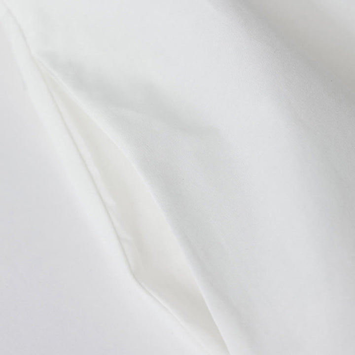 Abito midi in cotone con maniche lunghe, revers allacciati, tasche, stampa Buddha Stones, linee irregolari - image 12