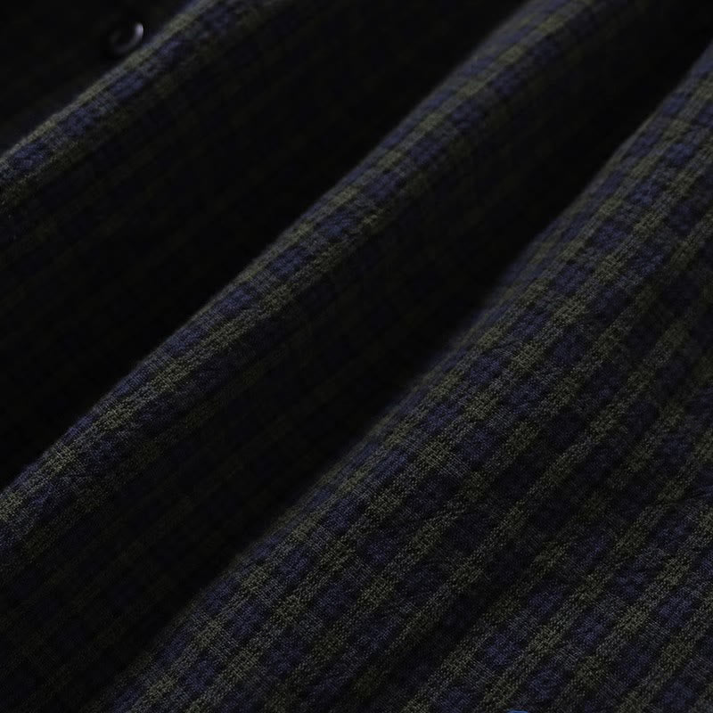 Abito midi a maniche lunghe con motivo a quadri, bottoni semplici, volant e tasche, motivo Buddha Stones - image 3