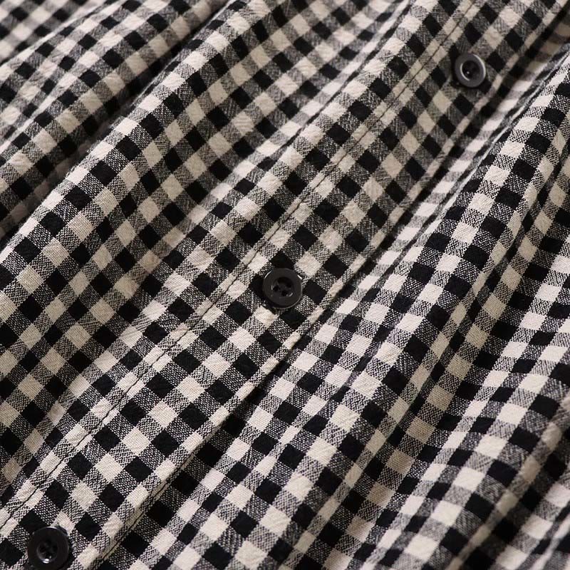 Abito midi a maniche lunghe con motivo a quadri, bottoni semplici, volant e tasche, motivo Buddha Stones - image 15