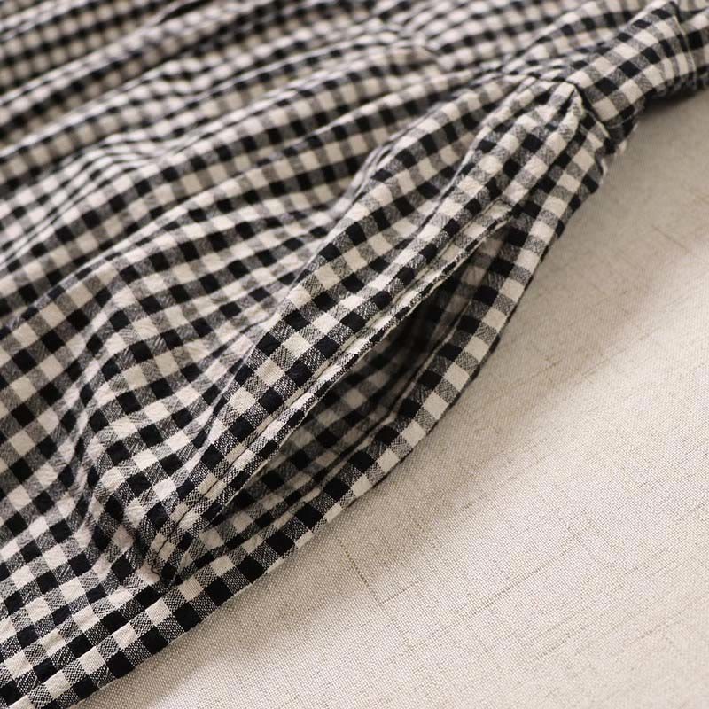 Abito midi a maniche lunghe con motivo a quadri, bottoni semplici, volant e tasche, motivo Buddha Stones - image 18