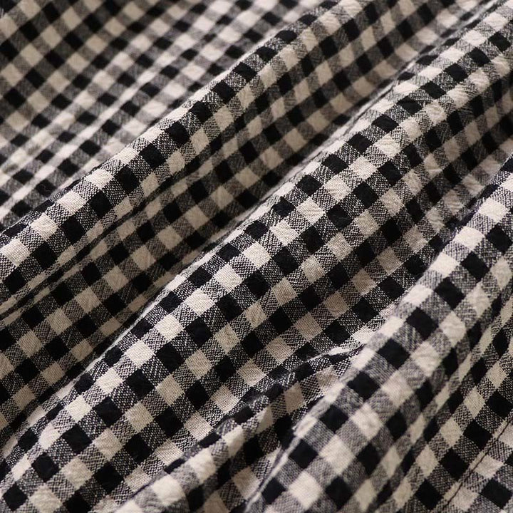 Abito midi a maniche lunghe con motivo a quadri, bottoni semplici, volant e tasche, motivo Buddha Stones - image 16