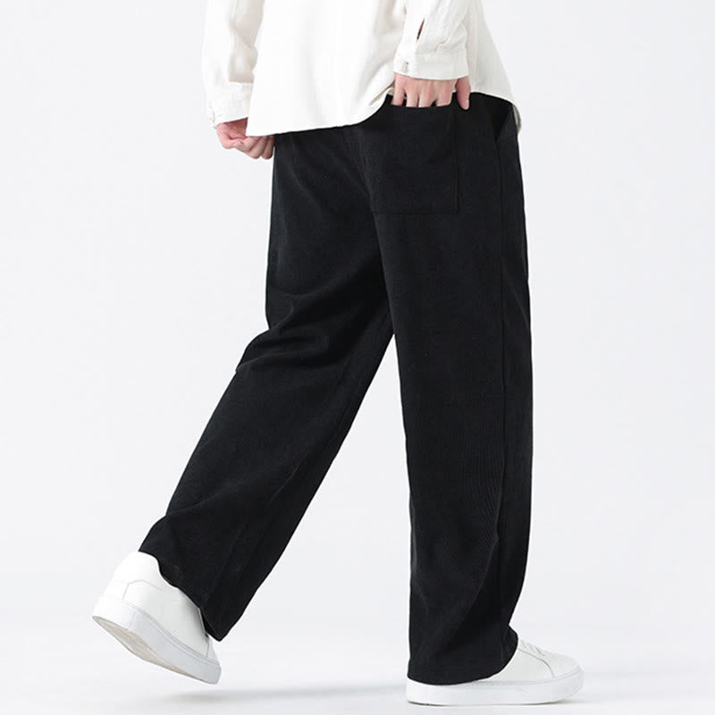 Pantaloni da uomo in velluto a coste con coulisse, tasche e design a rana cinese semplice Buddha Stones - image 21