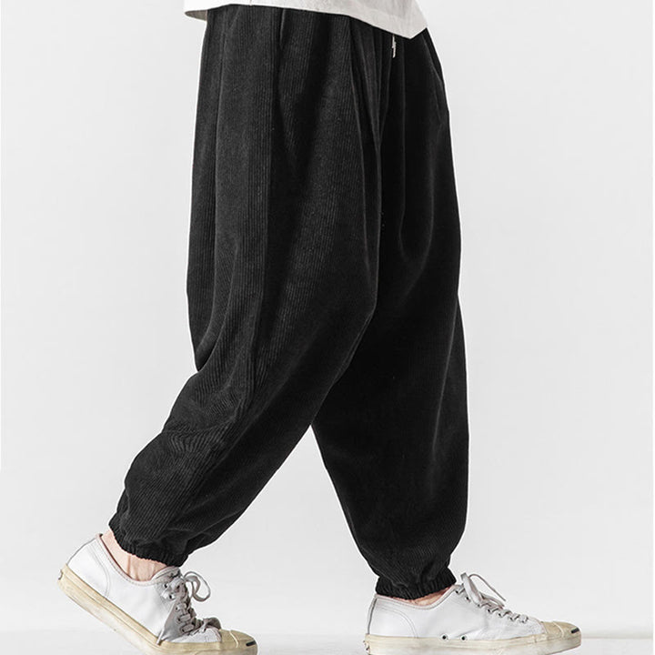 Pantaloni alla caviglia in velluto a coste con coulisse e tasche, casual e colorati, da uomo, modello Buddha Stones - image 12