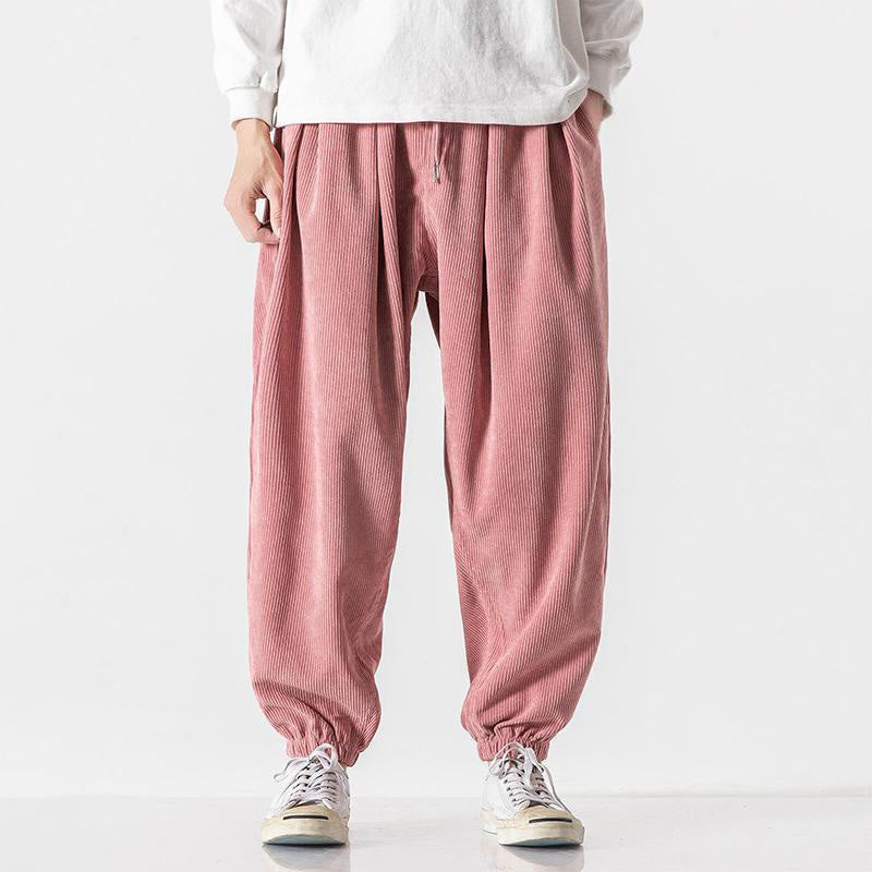 Pantaloni alla caviglia in velluto a coste con coulisse e tasche, casual e colorati, da uomo, modello Buddha Stones - Rosa chiaro - US/UK/AU46, EU56 (5XL) - image 26