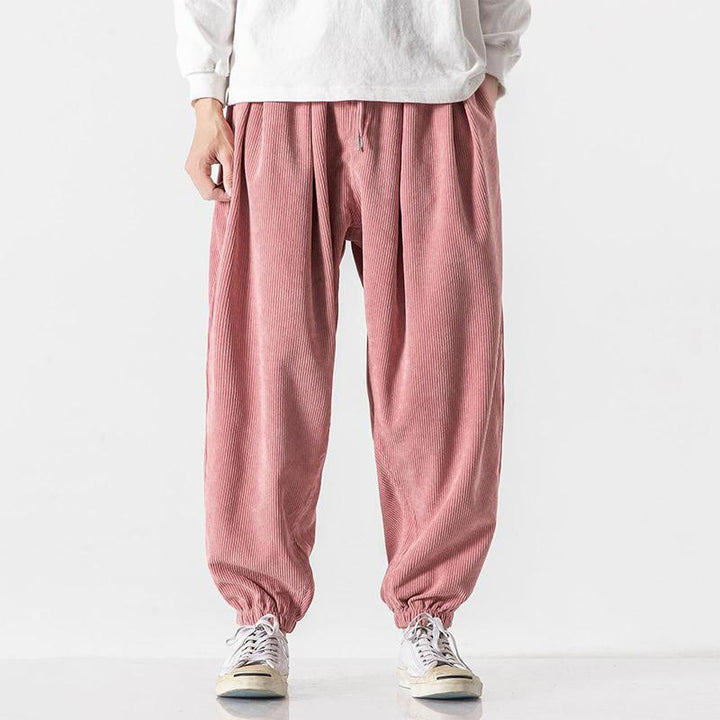 Pantaloni alla caviglia in velluto a coste con coulisse e tasche, casual e colorati, da uomo, modello Buddha Stones - Rosa chiaro - US/UK/AU46, EU56 (5XL) - image 26