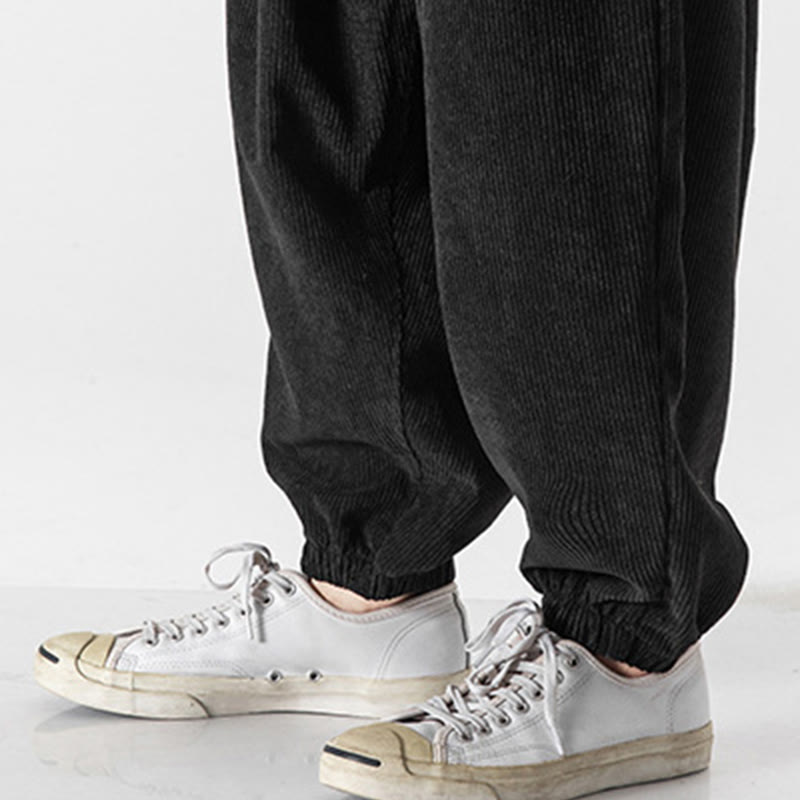 Pantaloni alla caviglia in velluto a coste con coulisse e tasche, casual e colorati, da uomo, modello Buddha Stones - image 17