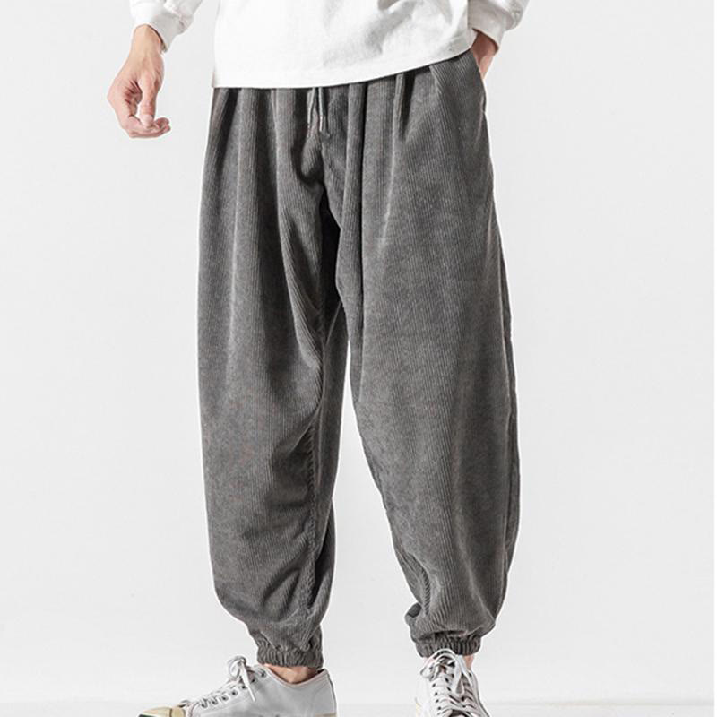 Pantaloni alla caviglia in velluto a coste con coulisse e tasche, casual e colorati, da uomo, modello Buddha Stones - image 2