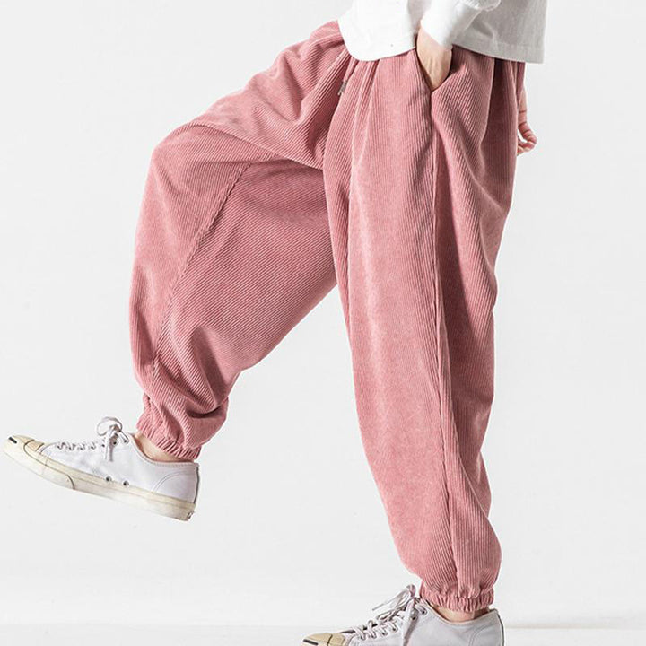 Pantaloni alla caviglia in velluto a coste con coulisse e tasche, casual e colorati, da uomo, modello Buddha Stones - image 31