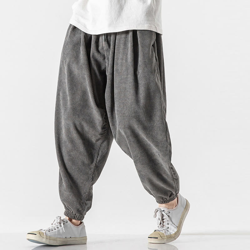 Pantaloni alla caviglia in velluto a coste con coulisse e tasche, casual e colorati, da uomo, modello Buddha Stones - image 4