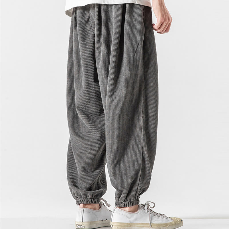 Pantaloni alla caviglia in velluto a coste con coulisse e tasche, casual e colorati, da uomo, modello Buddha Stones - image 6