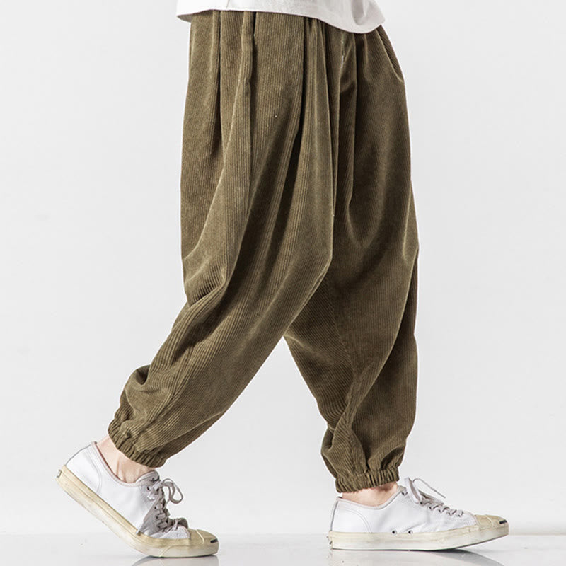 Pantaloni alla caviglia in velluto a coste con coulisse e tasche, casual e colorati, da uomo, modello Buddha Stones - image 24