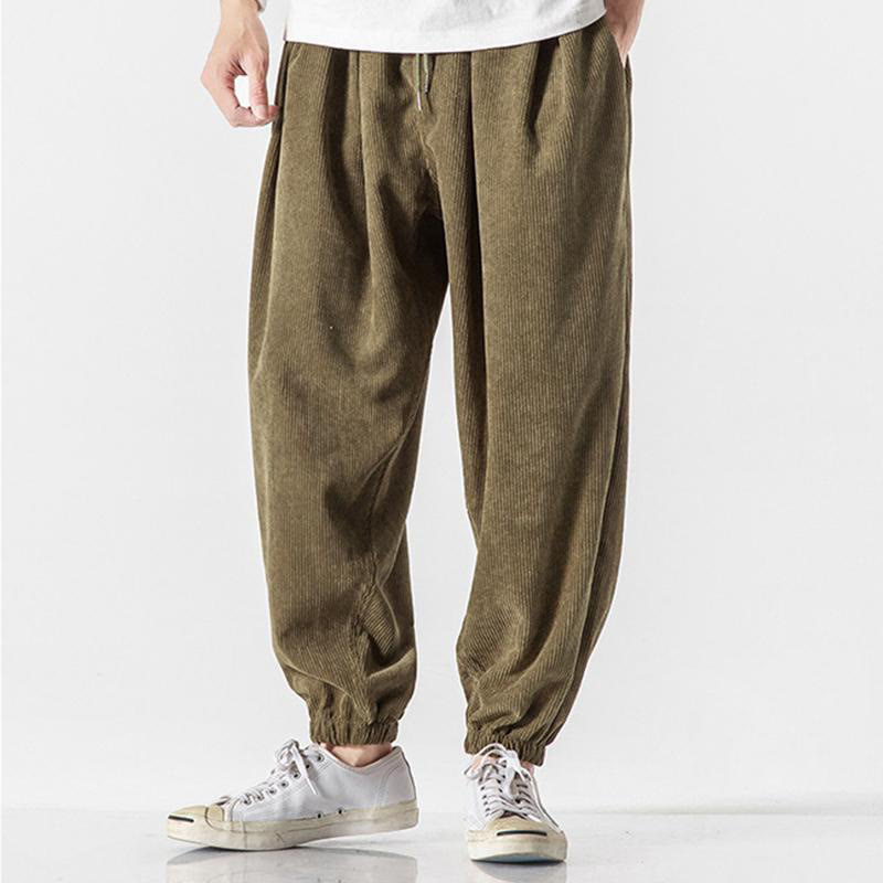 Pantaloni alla caviglia in velluto a coste con coulisse e tasche, casual e colorati, da uomo, modello Buddha Stones - image 20