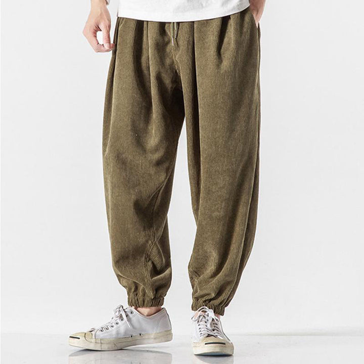 Pantaloni alla caviglia in velluto a coste con coulisse e tasche, casual e colorati, da uomo, modello Buddha Stones - image 20