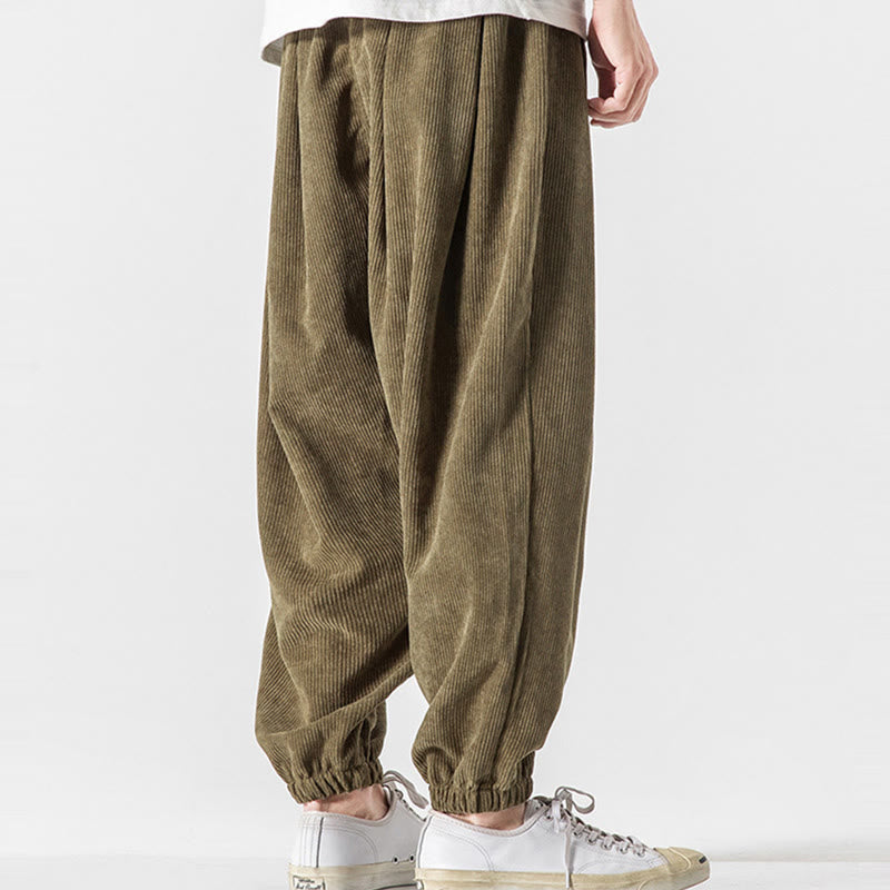 Pantaloni alla caviglia in velluto a coste con coulisse e tasche, casual e colorati, da uomo, modello Buddha Stones - image 22