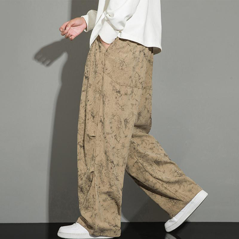 Pantaloni da uomo con coulisse e tasche, modello casual vintage mimetico Buddha Stones - PaleGoldenrod - US/UK/AU46, EU56 (5XL) - image 13