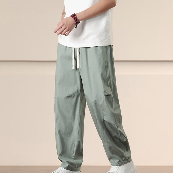 Pantaloni Buddha Stones, casual, vintage, tinta unita, con coulisse e tasche - Verde Mare Scuro - US/UK/AU46, EU56 (5XL) - image 17