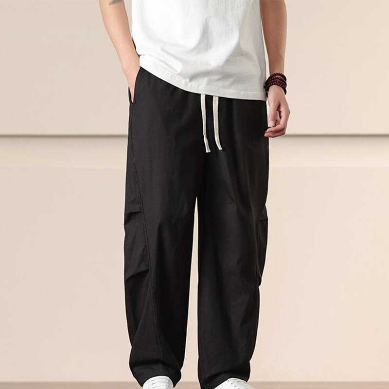 Pantaloni Buddha Stones, casual, vintage, tinta unita, con coulisse e tasche - image 12