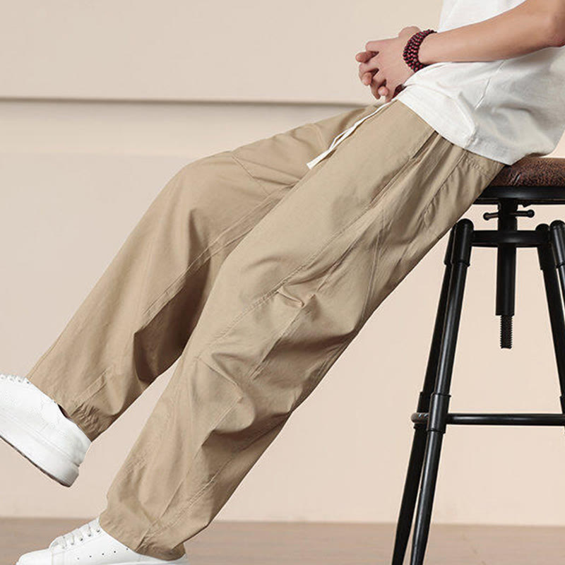 Pantaloni Buddha Stones, casual, vintage, tinta unita, con coulisse e tasche - image 7