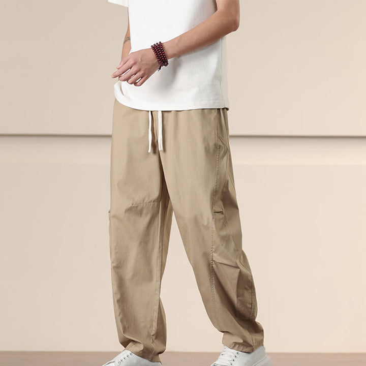 Pantaloni Buddha Stones, casual, vintage, tinta unita, con coulisse e tasche - Verga d'oro pallida - US/UK/AU46, EU56 (5XL) - image 0
