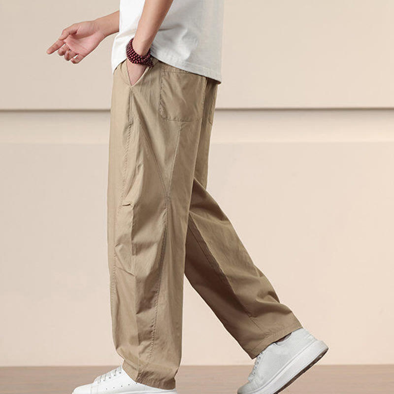 Pantaloni Buddha Stones, casual, vintage, tinta unita, con coulisse e tasche - image 4