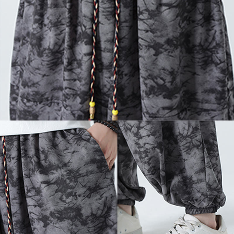 Pantaloni harem da uomo con tasche, motivo floreale, stile retrò casual con Buddha Stones - image 21