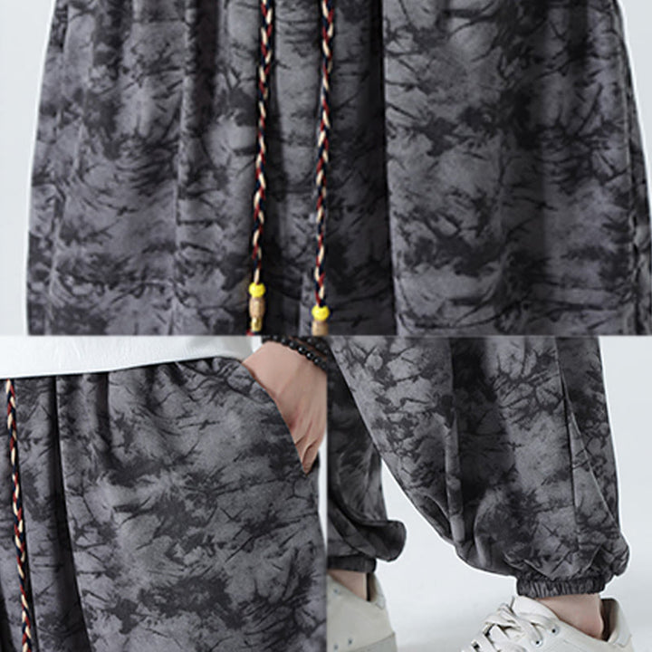 Pantaloni harem da uomo con tasche, motivo floreale, stile retrò casual con Buddha Stones - image 21