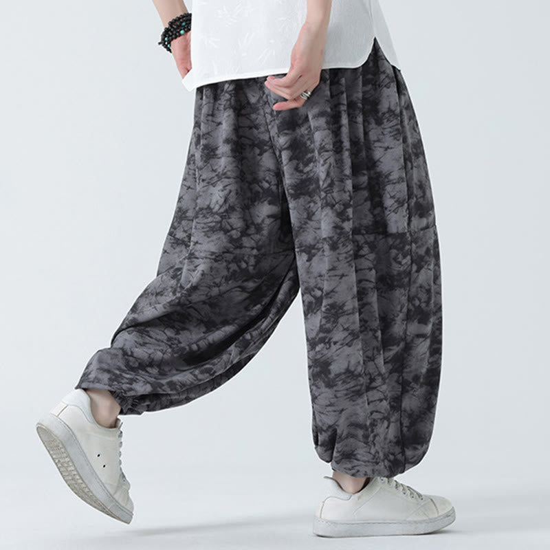 Pantaloni harem da uomo con tasche, motivo floreale, stile retrò casual con Buddha Stones - image 13