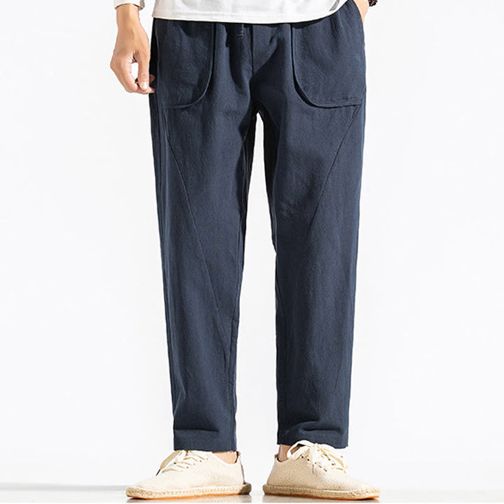 Pantaloni harem da uomo in cotone con tasche, modello Buddha Stones, stile retrò casual e coulisse - image 2