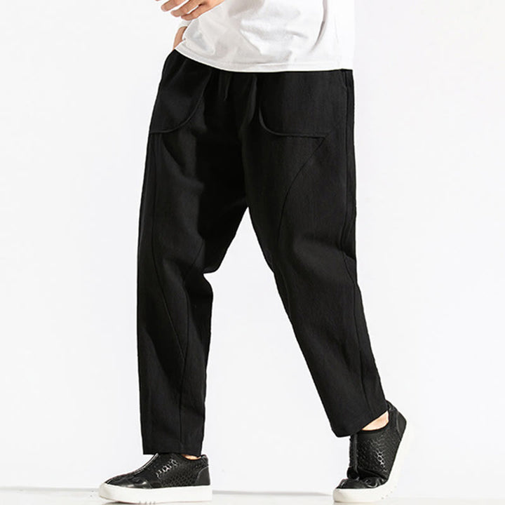 Pantaloni harem da uomo in cotone con tasche, modello Buddha Stones, stile retrò casual e coulisse - image 15