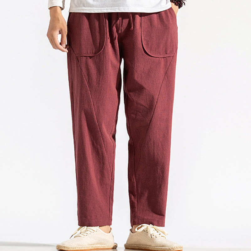 Pantaloni harem da uomo in cotone con tasche, modello Buddha Stones, stile retrò casual e coulisse - image 9