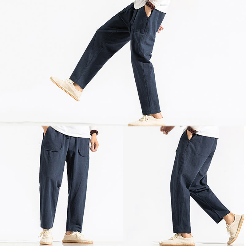 Pantaloni harem da uomo in cotone con tasche, modello Buddha Stones, stile retrò casual e coulisse - image 6