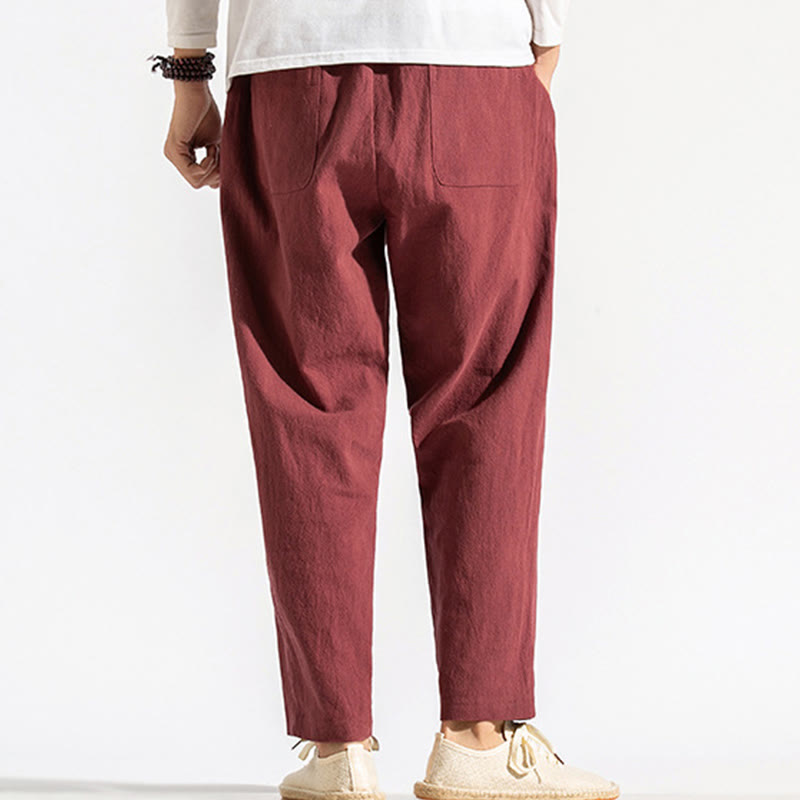 Pantaloni harem da uomo in cotone con tasche, modello Buddha Stones, stile retrò casual e coulisse - image 11