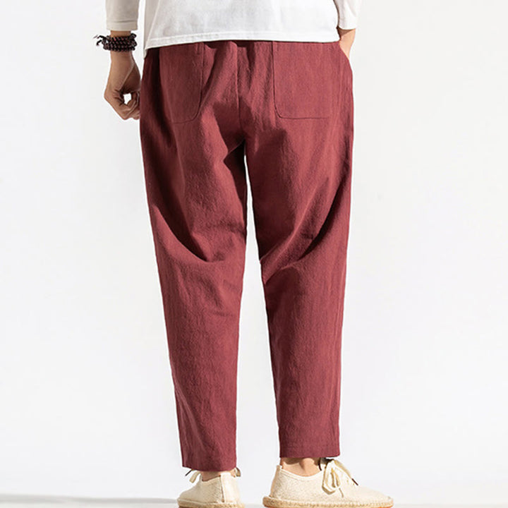 Pantaloni harem da uomo in cotone con tasche, modello Buddha Stones, stile retrò casual e coulisse - image 11