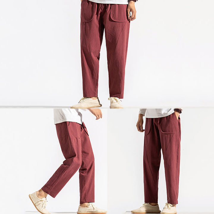 Pantaloni harem da uomo in cotone con tasche, modello Buddha Stones, stile retrò casual e coulisse - image 13