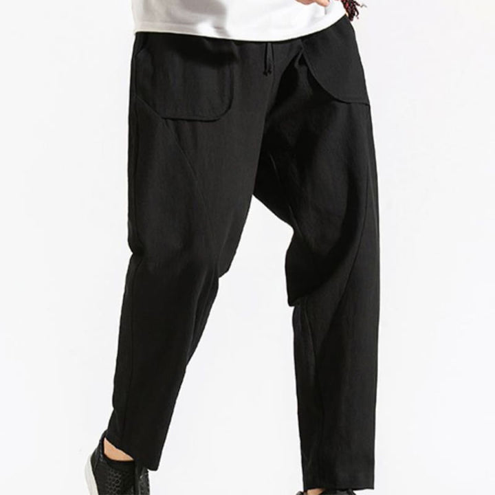 Pantaloni harem da uomo in cotone con tasche, modello Buddha Stones, stile retrò casual e coulisse - image 19