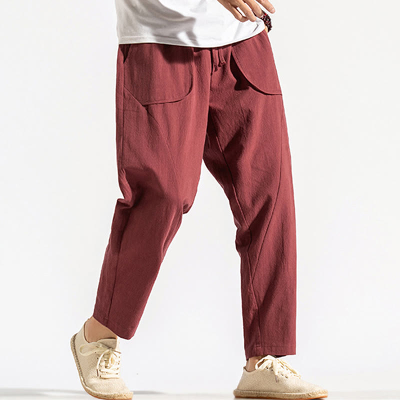 Pantaloni harem da uomo in cotone con tasche, modello Buddha Stones, stile retrò casual e coulisse - image 10