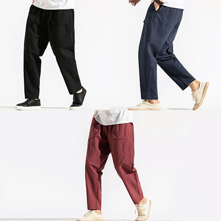 Pantaloni harem da uomo in cotone con tasche, modello Buddha Stones, stile retrò casual e coulisse - image 21