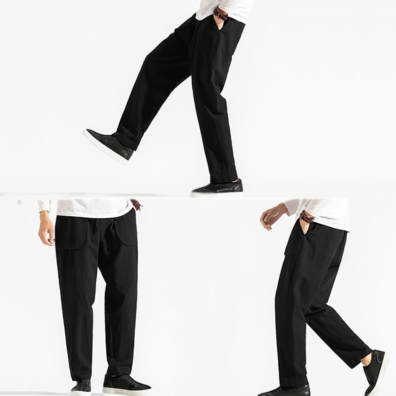 Pantaloni harem da uomo in cotone con tasche, modello Buddha Stones, stile retrò casual e coulisse - image 20